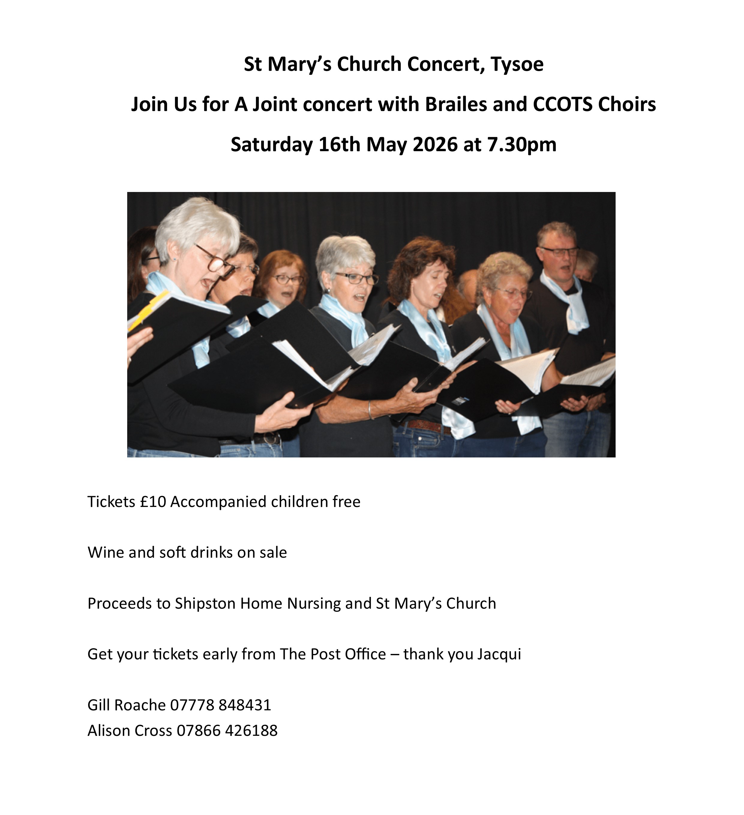 Joint Brailes Choir and CCOTS Choir Concert May 2026 